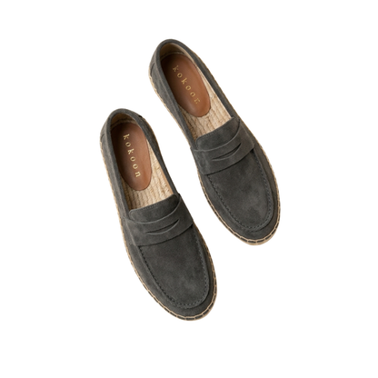 Women's Suede Loafers Espadrille in Dark Gray (Preorder)