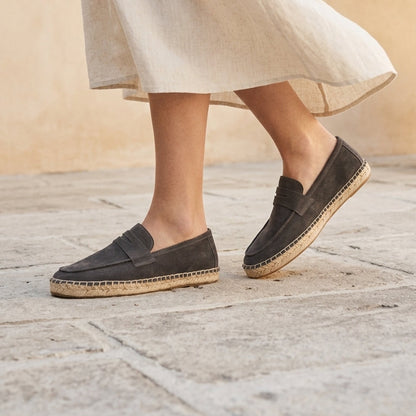 Women's Suede Loafers Espadrille in Dark Gray (Preorder)